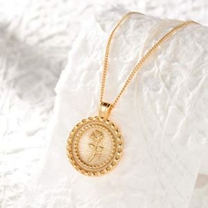 VACRONA 18k GOLD PLATED ROSE COIN NECKLACE
